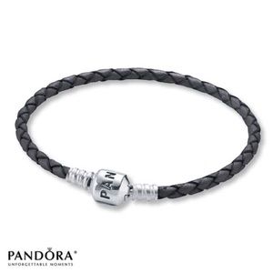 NWOT Pandora braided leather charm bracelet